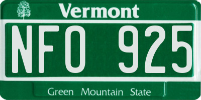 VT license plate NFO925