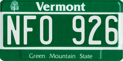 VT license plate NFO926