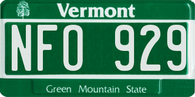 VT license plate NFO929