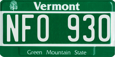 VT license plate NFO930