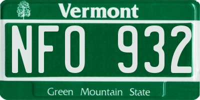 VT license plate NFO932