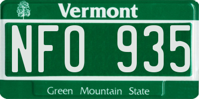 VT license plate NFO935