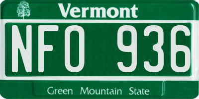 VT license plate NFO936
