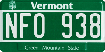 VT license plate NFO938