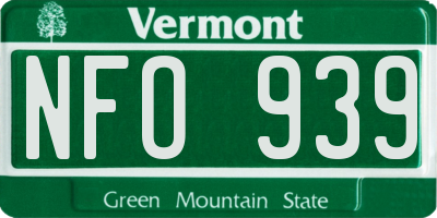 VT license plate NFO939