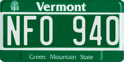 VT license plate NFO940