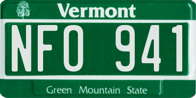 VT license plate NFO941