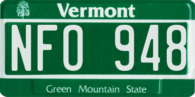 VT license plate NFO948