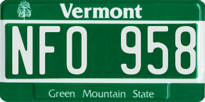 VT license plate NFO958