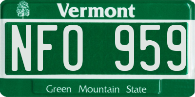 VT license plate NFO959