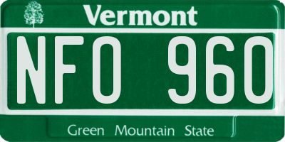 VT license plate NFO960