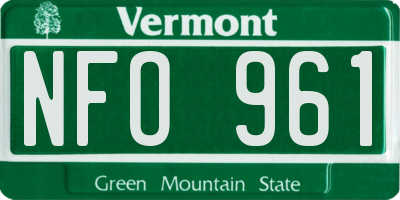 VT license plate NFO961