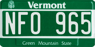 VT license plate NFO965