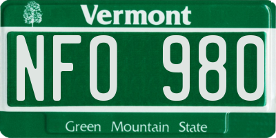 VT license plate NFO980