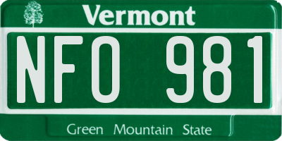 VT license plate NFO981
