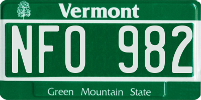 VT license plate NFO982