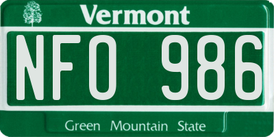 VT license plate NFO986