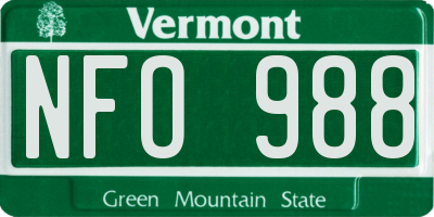 VT license plate NFO988