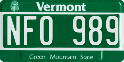 VT license plate NFO989