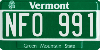VT license plate NFO991