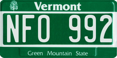 VT license plate NFO992