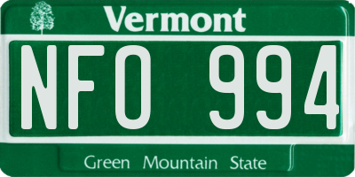 VT license plate NFO994