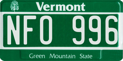VT license plate NFO996
