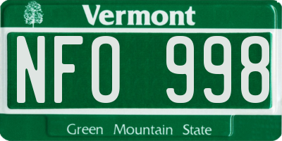 VT license plate NFO998