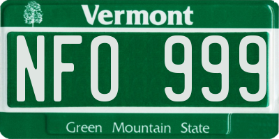 VT license plate NFO999
