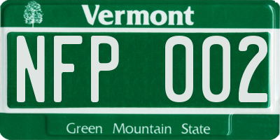 VT license plate NFP002