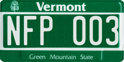VT license plate NFP003