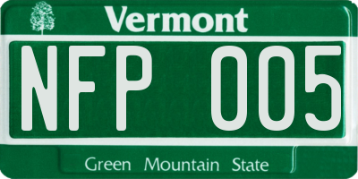 VT license plate NFP005