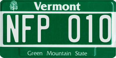 VT license plate NFP010