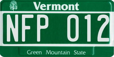 VT license plate NFP012