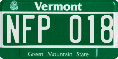 VT license plate NFP018