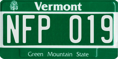 VT license plate NFP019