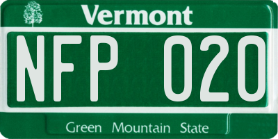 VT license plate NFP020