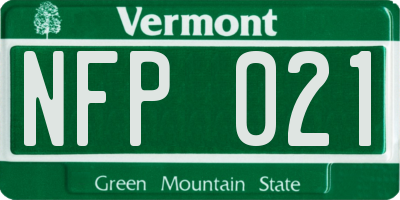 VT license plate NFP021