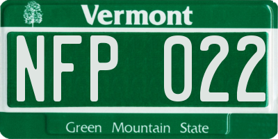 VT license plate NFP022