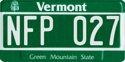 VT license plate NFP027
