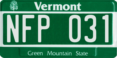 VT license plate NFP031