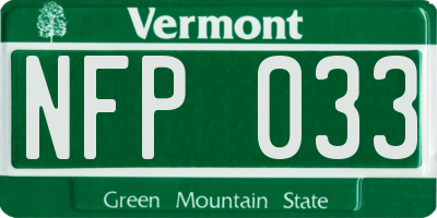 VT license plate NFP033