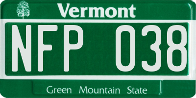 VT license plate NFP038