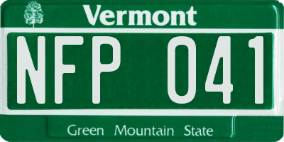 VT license plate NFP041