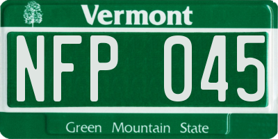 VT license plate NFP045