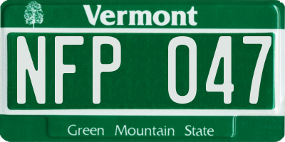 VT license plate NFP047