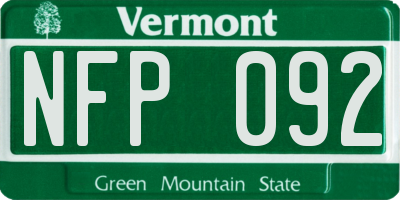VT license plate NFP092