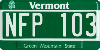 VT license plate NFP103
