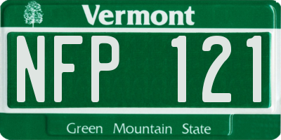 VT license plate NFP121