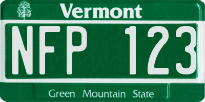 VT license plate NFP123